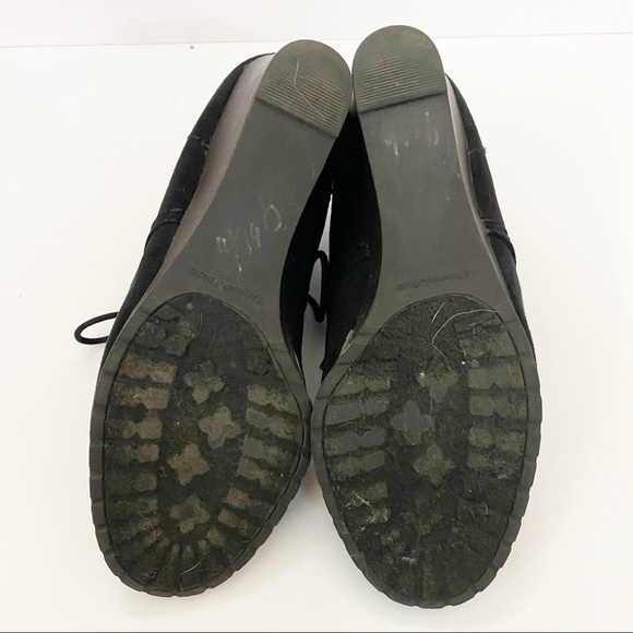 Black Wedge Lace Up SO Ankle Heeled Booties - Picture 7 of 7